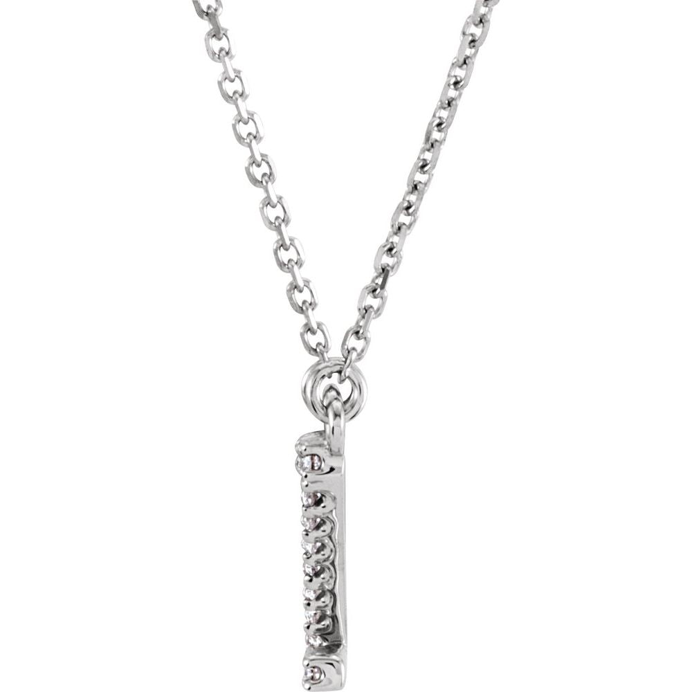 Genuine 14k White Gold .08ct Diamond 0.41" Letter Z Pendant 16" Initial Necklace