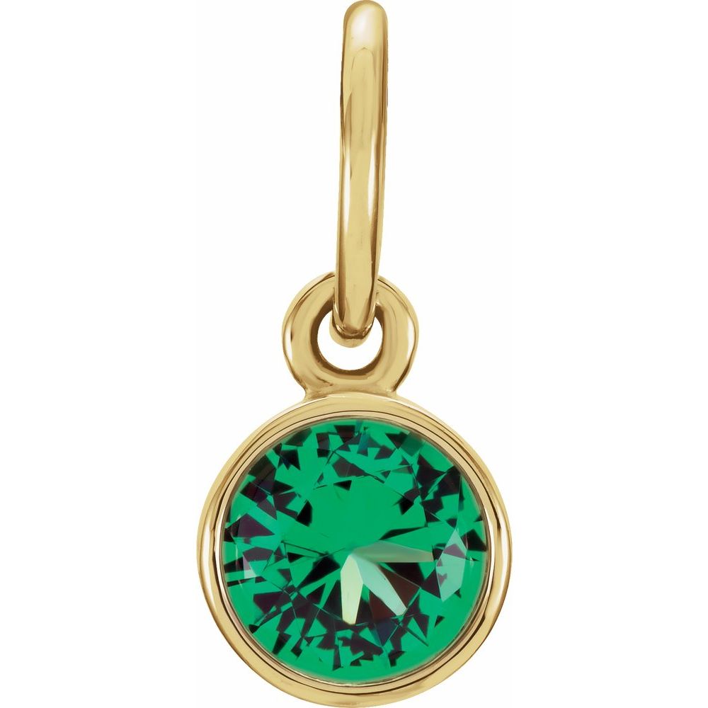 Genuine 14k Yellow Gold 4mm Round Emerald CZ Birthstone Women's Bracelet Charm