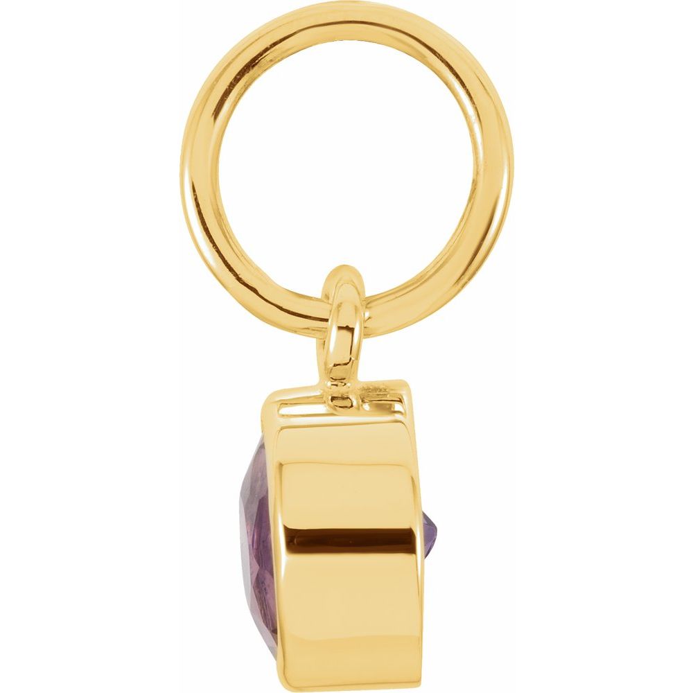 Genuine 14k Yellow Gold 4mm Round Imitation Amethyst Birthstone Charm