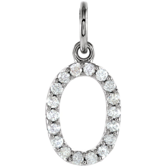 Genuine 14k White Gold .08 CTW Natural Diamond Numeral 0 Charm