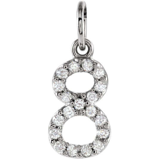 Genuine 14k White Gold .08 CTW Natural Diamond Numeral 8 Charm