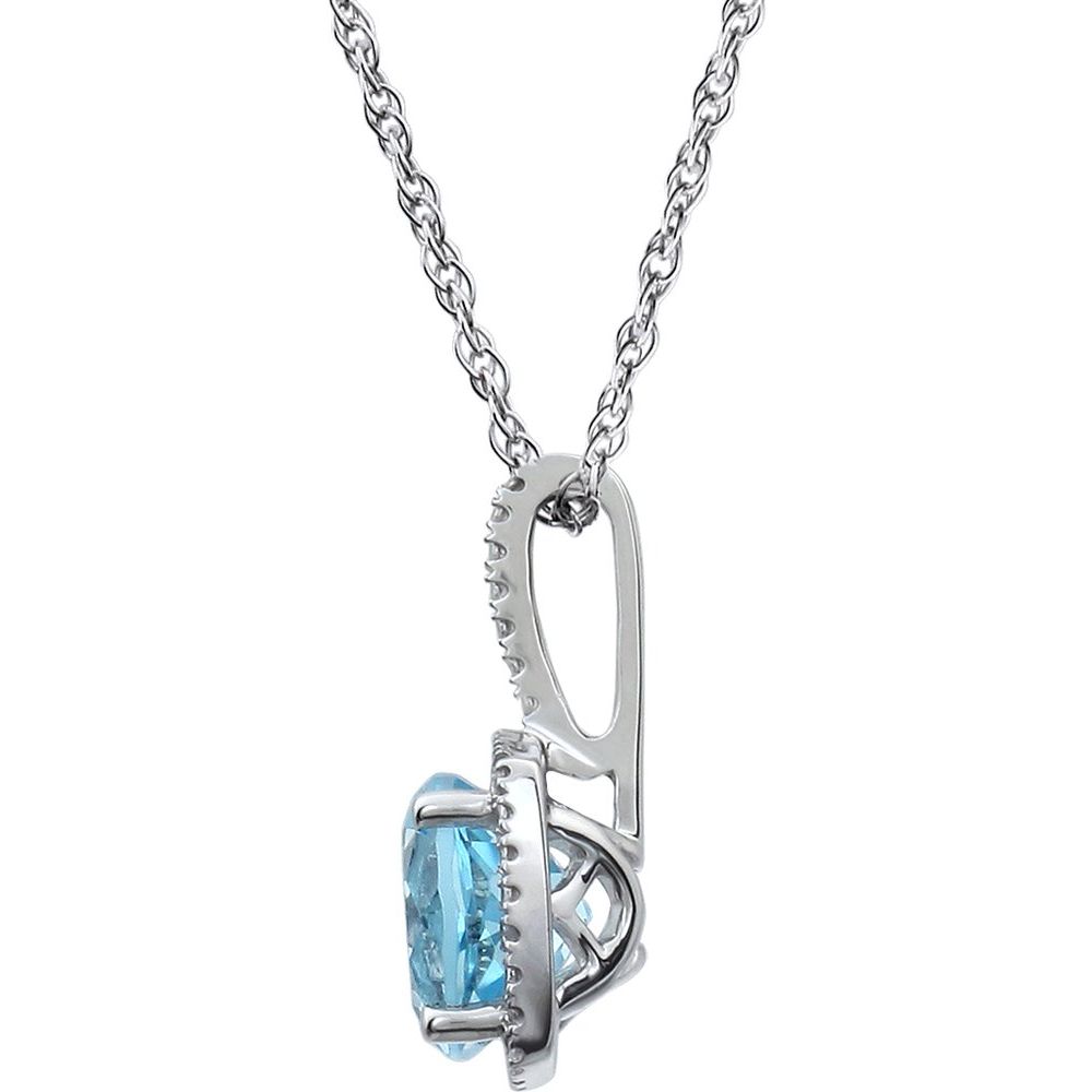 Authentic Sterling Silver 7 mm Natural Sky Blue Topaz & .015 CTW Natural Diamond 18" Necklace