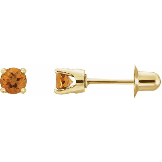 Genuine 14k Yellow Gold Natural Citrine Earrings