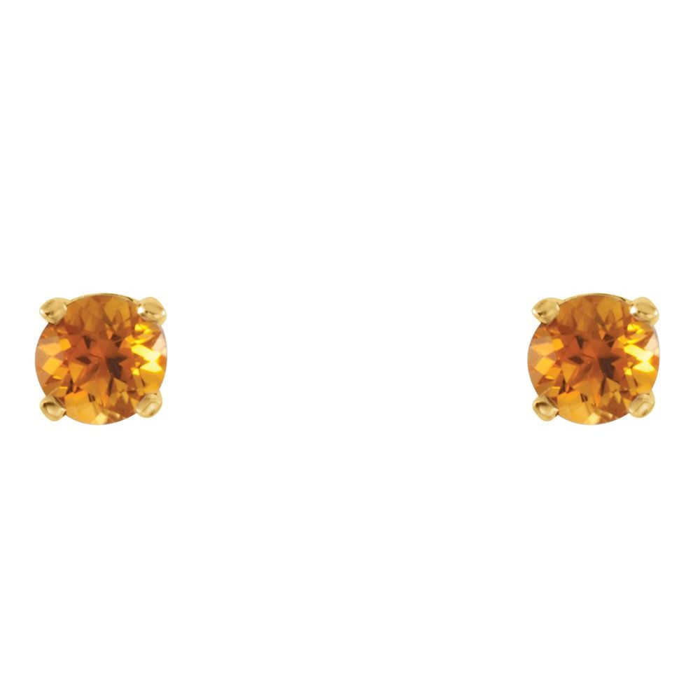 Genuine 14k Yellow Gold Natural Citrine 3 mm Screwback Earrings