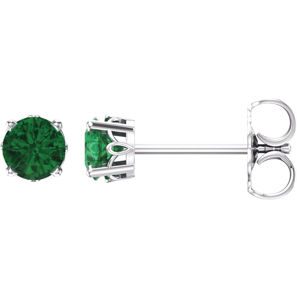 Rhodium-Plated Authentic Sterling Silver 4 mm Natural Mozambique Garnet Bezel-Set Earrings