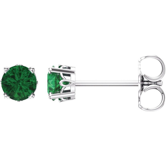 Rhodium-Plated Authentic Sterling Silver 4 mm Natural Mozambique Garnet Bezel-Set Earrings