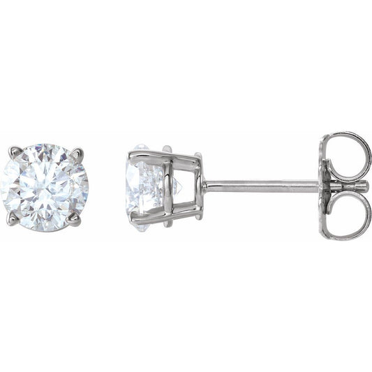 Genuine 14k Yellow Gold 6mm Round Cubic Zirconia CZ January Screwback Safety Earrings, 6mm Earrings for Women, Birthstone Birthday Gift Jewelry