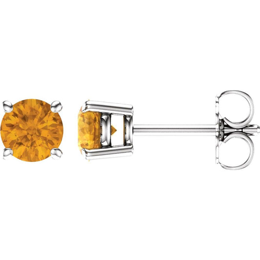 Genuine 14k Yellow Gold 6mm Round Cubic Zirconia CZ October Screwback Safety Earrings, 6mm Earrings for Women, Birthstone Birthday Gift Jewelry