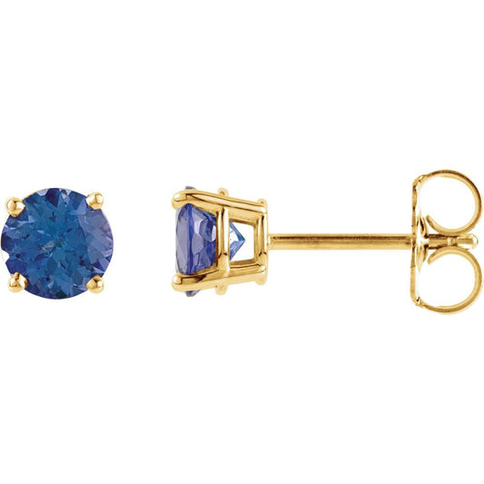 Genuine 14k Yellow Gold Cubic Zirconia CZ 4mm December Birthstone Screwback Safety Earrings, 4mm Earrings for Women, Birthstone Birthday Gift Jewelry