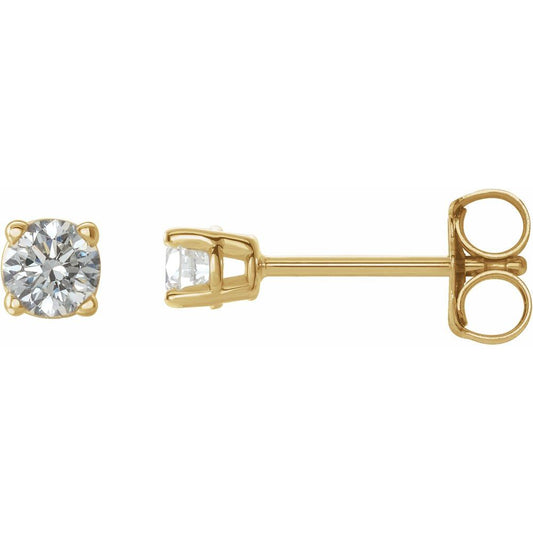 Genuine 14k Yellow Gold 1/5 CTW Natural Diamond Stud Earrings (I-J, I2)