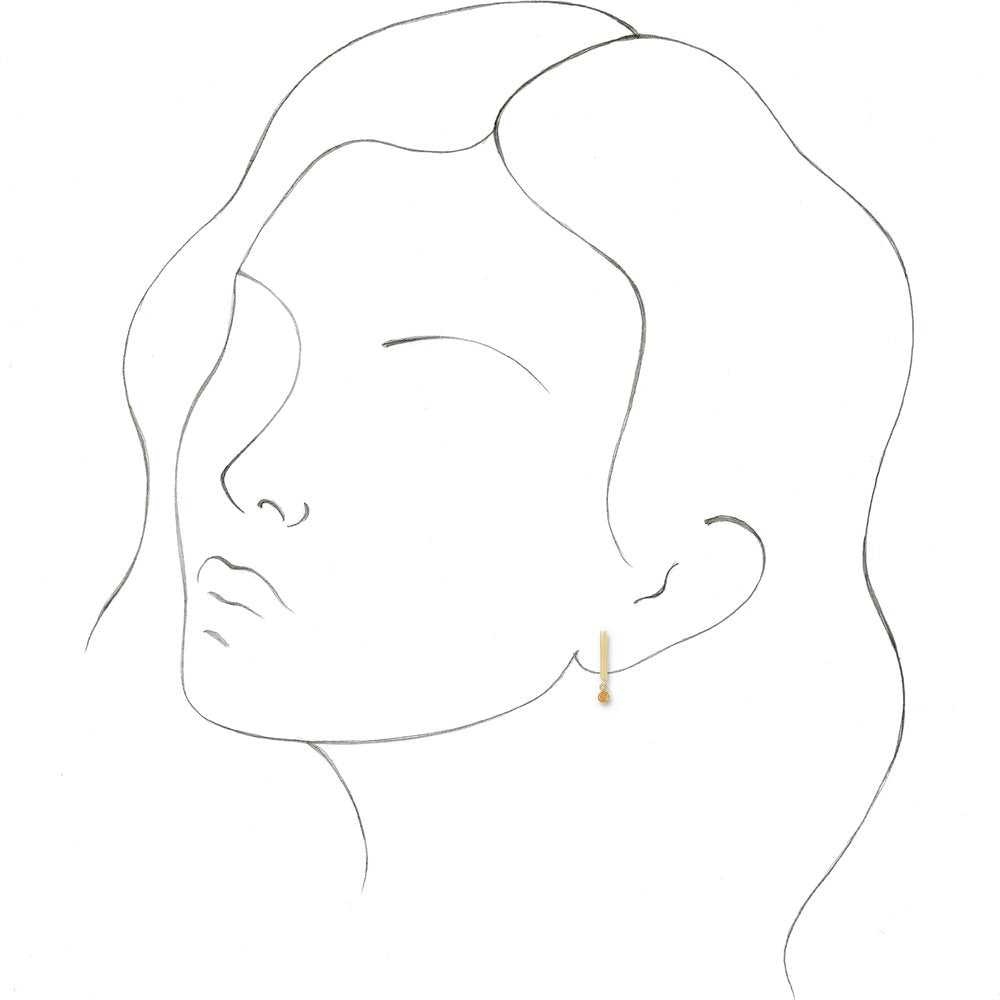 Genuine 14k Yellow Gold Natural Citrine Bar Earrings