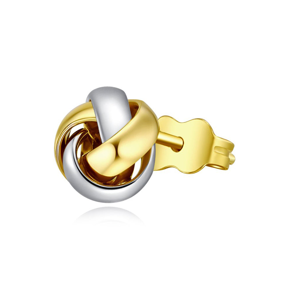 Genuine 14k Two-tone Gold 8mm Love Knot Earring Studs for Women