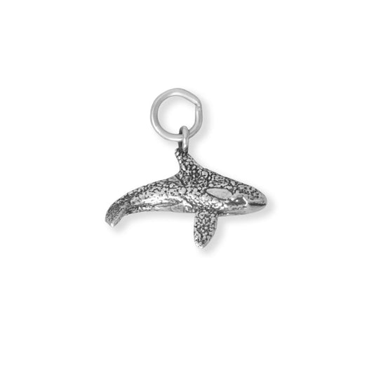 Authentic 925 Sterling Silver 3D Orca Whale Women's Charm for Bracelet or Necklace