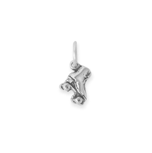 Oxidized Sterling Silver 3D Roller Skate Charm for Charm Bracelet or Necklace