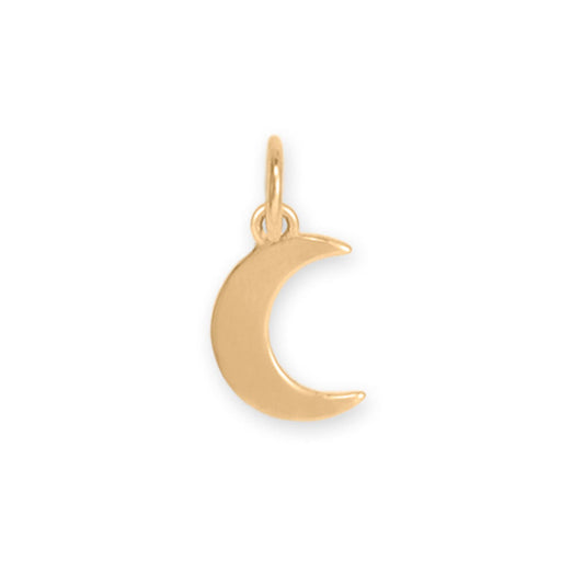 Genuine 14k Yellow Gold Small 7.8mm Moon Women's Charm for Bracelet or Necklace
