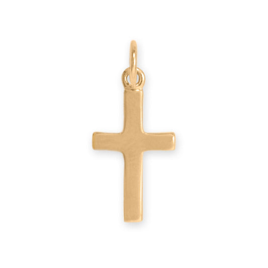 Genuine 14k Yellow Gold Tiny 17.5mm Cross Women's Charm for Bracelet or Necklace