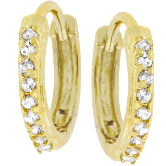 18k Yellow Goldplated 13mm Cubic Zirconia Hoop Earrings