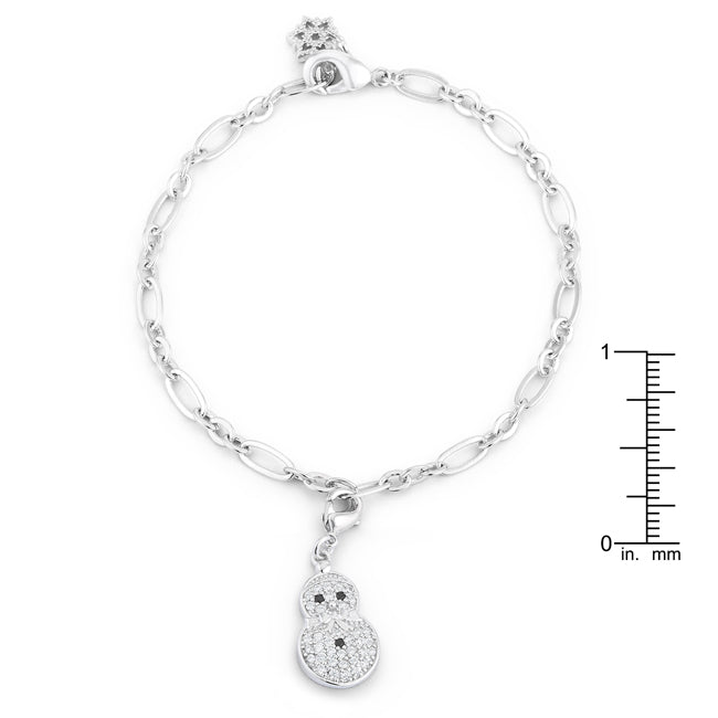 Silvertone Snowman 0.2ct Cubic Zirconia Holiday Charm Bracelet