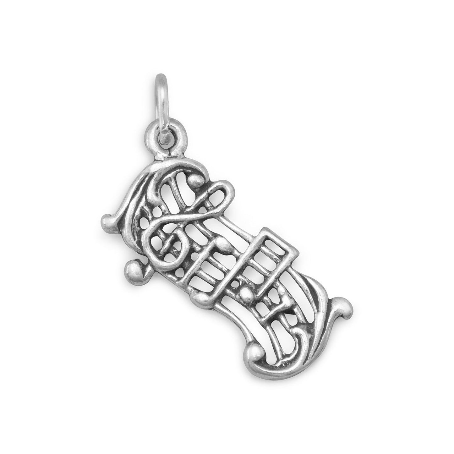 Authentic 925 Sterling Silver Oxidized Music Staff Women's Charm for Bracelet or Necklace