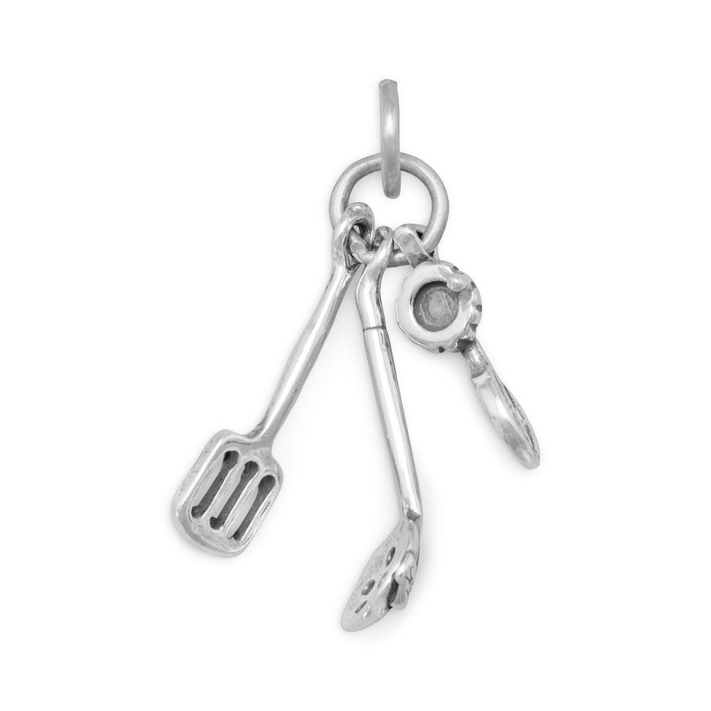 Authentic 925 Sterling Silver Oxidized Utensil Women's Charm for Bracelet or Necklace