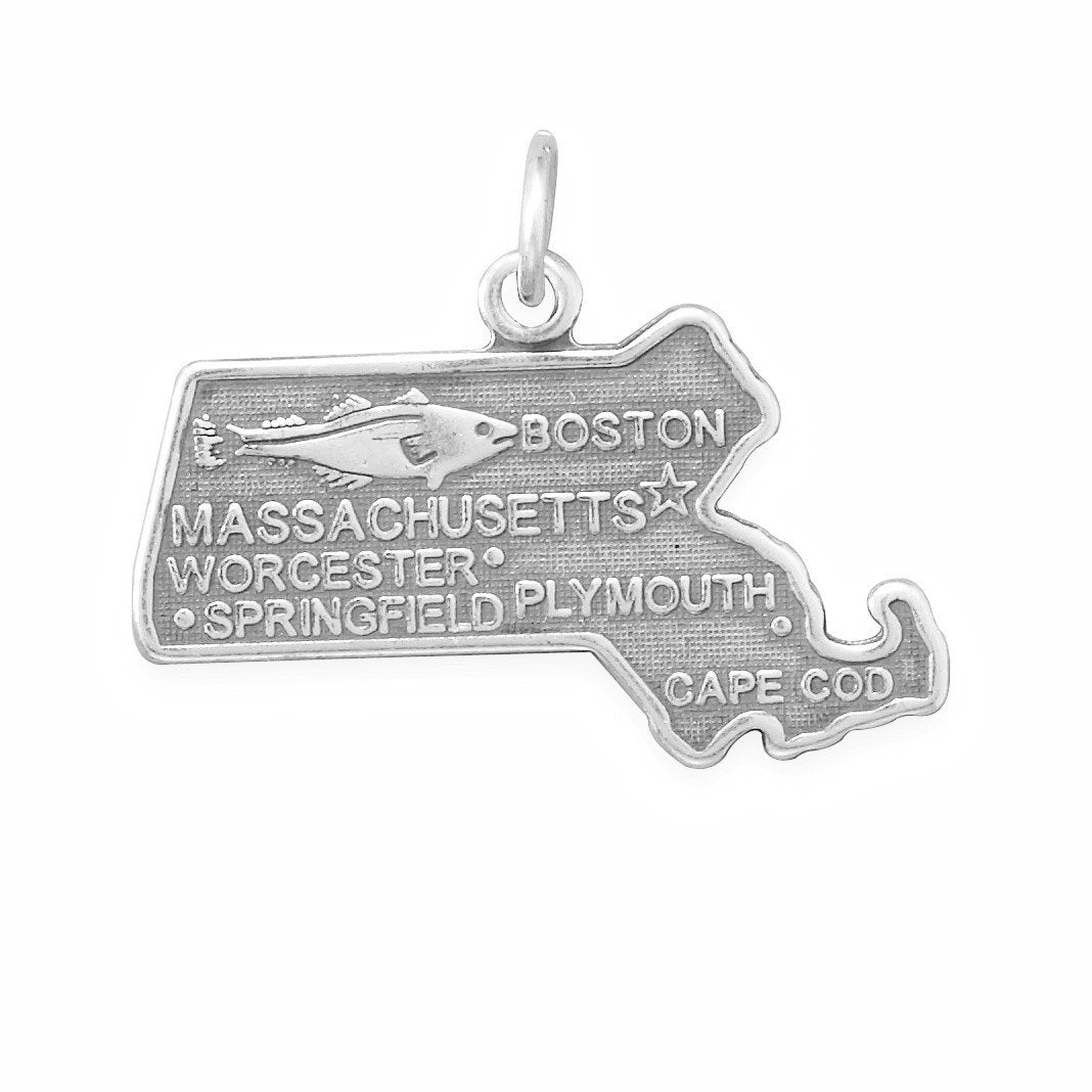 Authentic 925 Sterling Silver Massachusetts State Women's Charm for Bracelet or Necklace