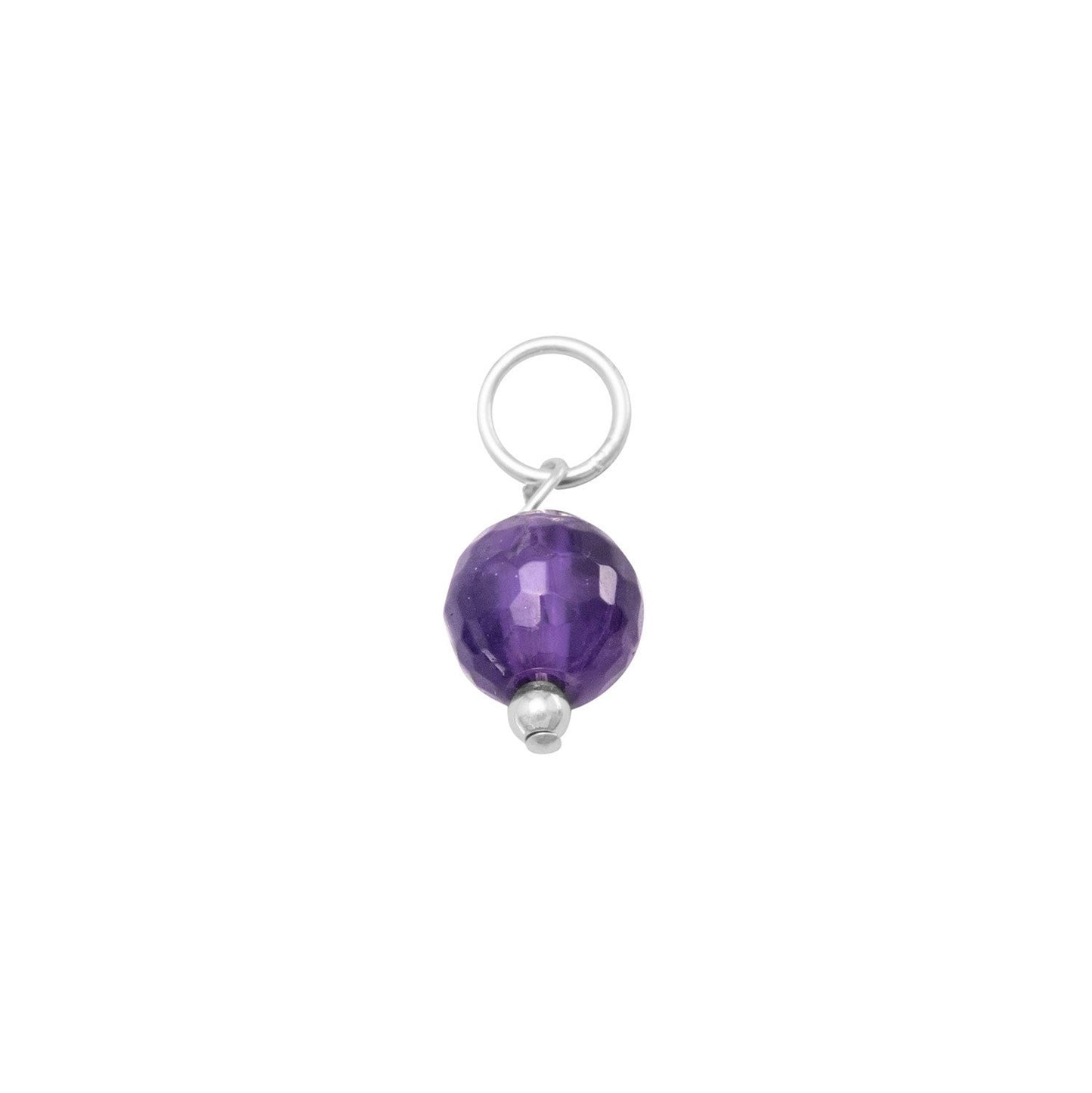 Faceted Amethyst Bead - February Birthstone Women's Charm for Bracelet or Necklace