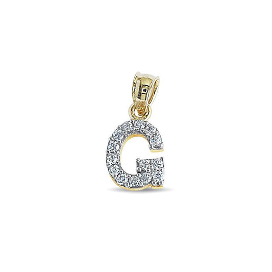 Genuine 14k Yellow Gold 0.59" Cubic Zirconia CZ Initial Block Letter 'G' Pendant for Men or Women - Gold Letter Charm