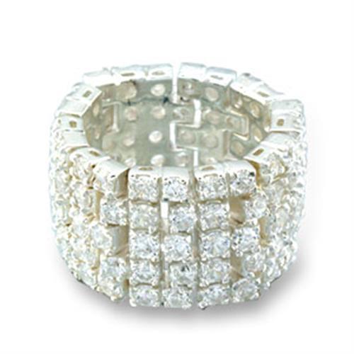 High Polished 925 Sterling Silver Ring with AAA Grade CZ  in Clear