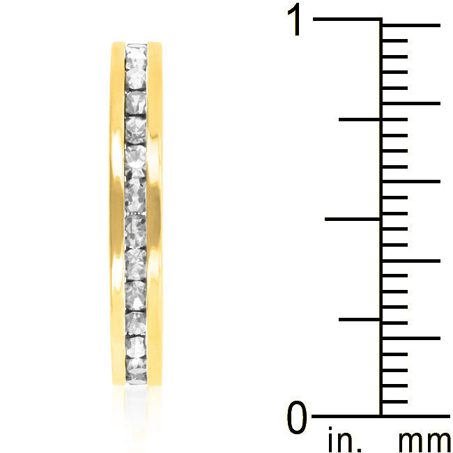 Yellow Gold Plated Brass Round Clear Crystal Stackable Eternity Ring