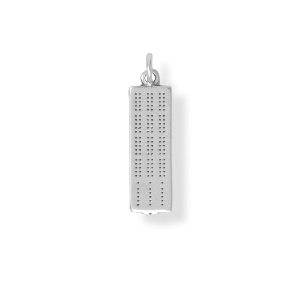 Oxidized Authentic 925 Sterling Silver Cribbage Board Women's Charm for Bracelet or Necklace