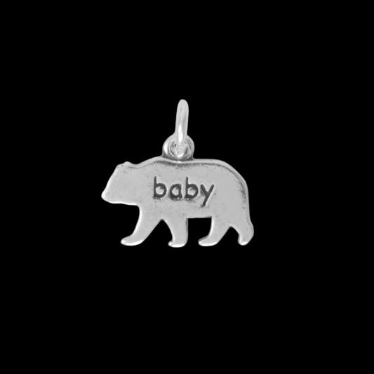 Oxidized Sterling Silver "baby" Bear Charm for Charm Bracelet or Necklace