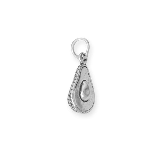 Authentic Oxidized 925 Sterling Silver 3D Avocado Half Women's Charm for Bracelet or Necklace