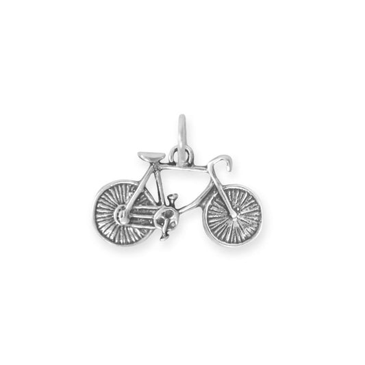 Authentic Oxidized 925 Sterling Silver 3D Bicycle Women's Charm for Bracelet or Necklace