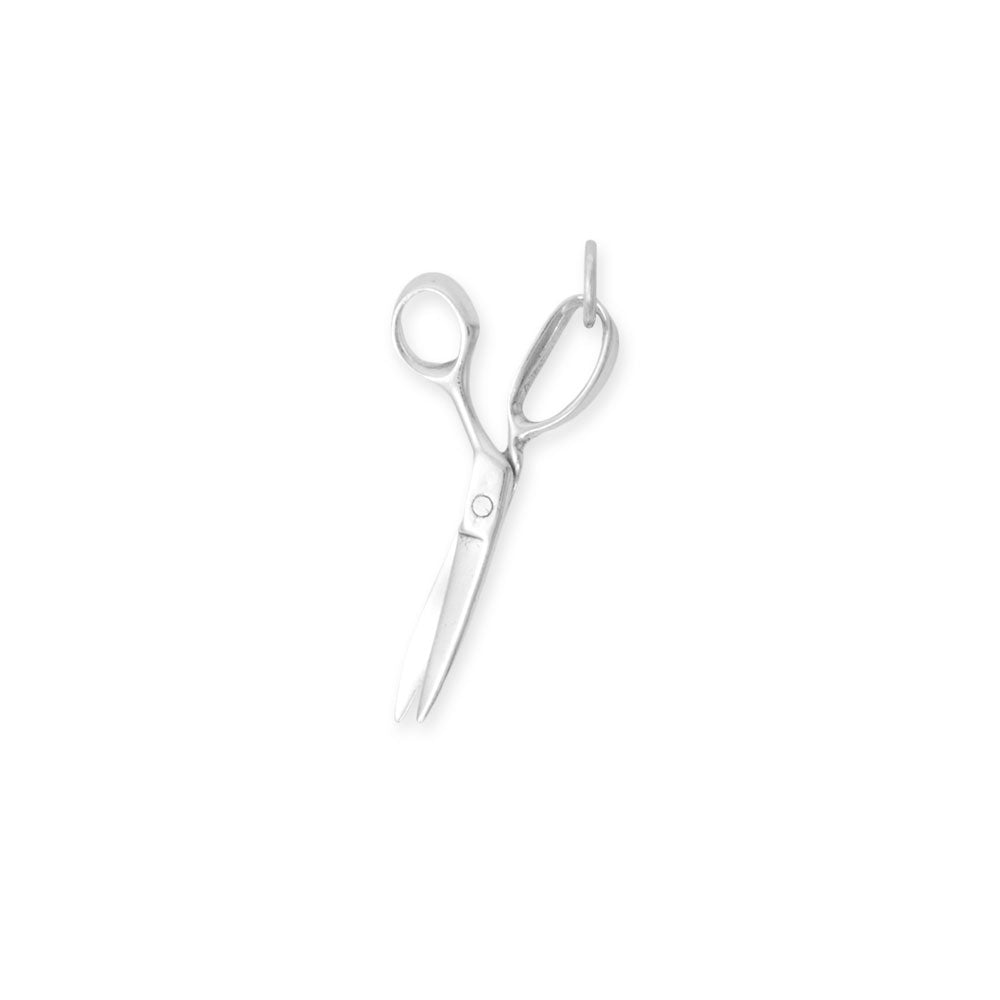 Authentic Oxidized 925 Sterling Silver 3D Sewing Shears Women's Charm for Bracelet or Necklace