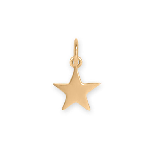 Genuine 14k Yellow Gold Small 7.5mm Star Women's Charm for Bracelet or Necklace