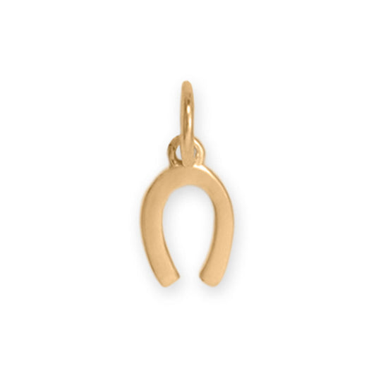 Genuine 14k Yellow Gold Small 10.5mm Horseshoe Women's Charm for Bracelet or Necklace