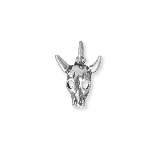Authentic 925 Sterling Silver Southwest Steer Skull Women's Charm for Bracelet or Necklace