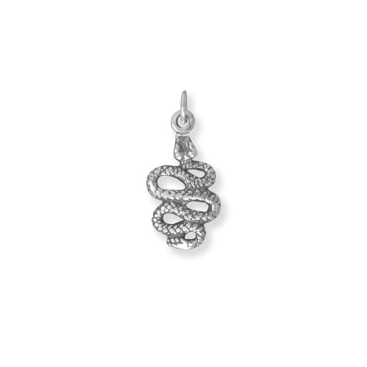 Authentic Oxidized 925 Sterling Silver 3D Snake Women's Charm for Bracelet or Necklace
