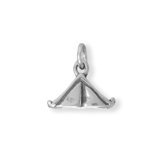 Authentic Oxidized 925 Sterling Silver 3D Tent Women's Charm for Bracelet or Necklace