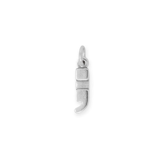 Authentic Oxidized 925 Sterling Silver Semicolon Women's Charm for Bracelet or Necklace