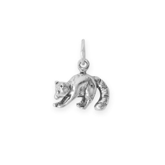 Authentic Oxidized 925 Sterling Silver 3D Raccoon Women's Charm for Bracelet or Necklace