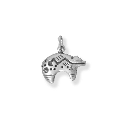 Sterling Silver Heartline Bear Charm for Charm Bracelet or Necklace