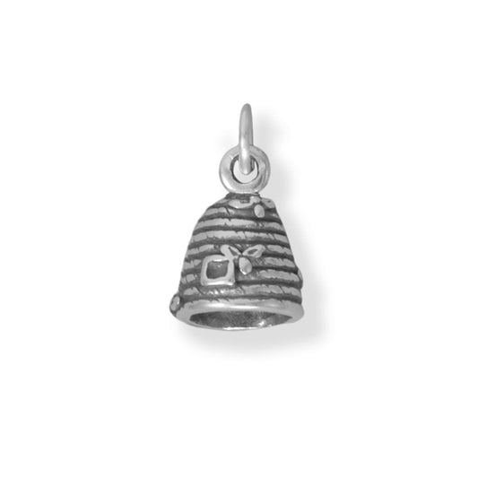 Sterling Silver 3D Sweet Beehive Charm for Charm Bracelet or Necklace