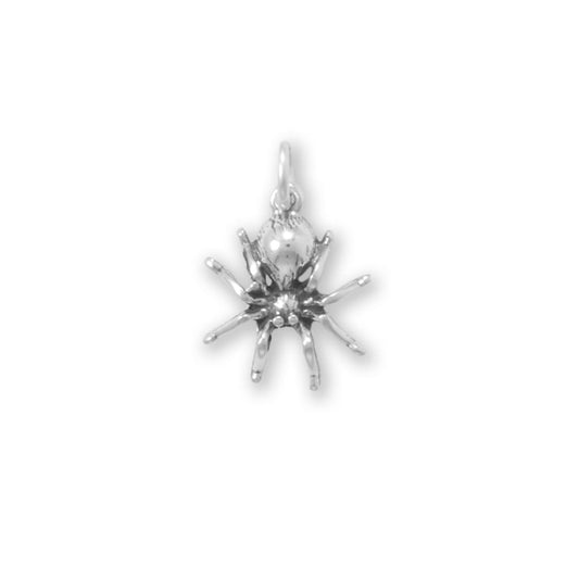 Sterling Silver 3D Spooky Spider Charm for Charm Bracelet or Necklace