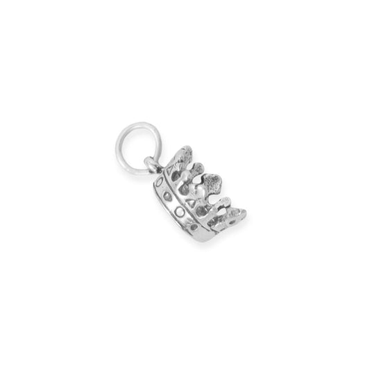 Oxidized Sterling Silver 3D Crown Charm for Charm Bracelet or Necklace