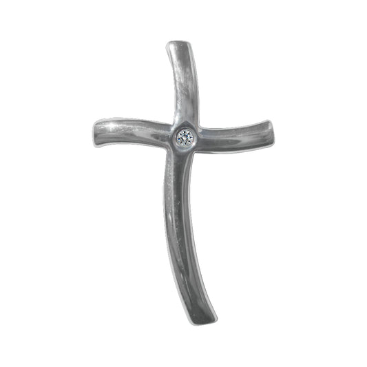 Sterling Silver Ichthus Jesus Fish Cross Pendant with Cubic Zirconia – Polished Christian Charm for Necklace – Easter, Religious Gift – Unisex Religious Jewelry
