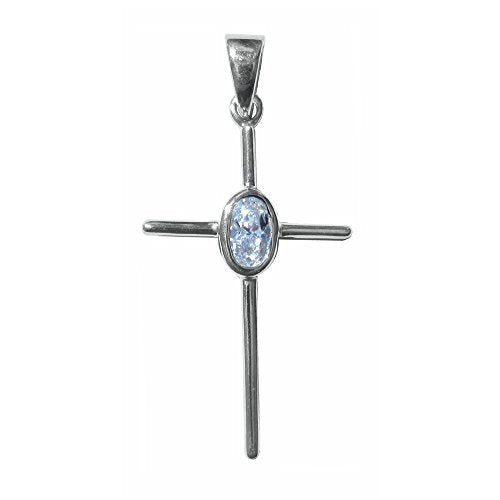 Sterling Silver Cubic Zirconia Roman Cross Pendant Charm