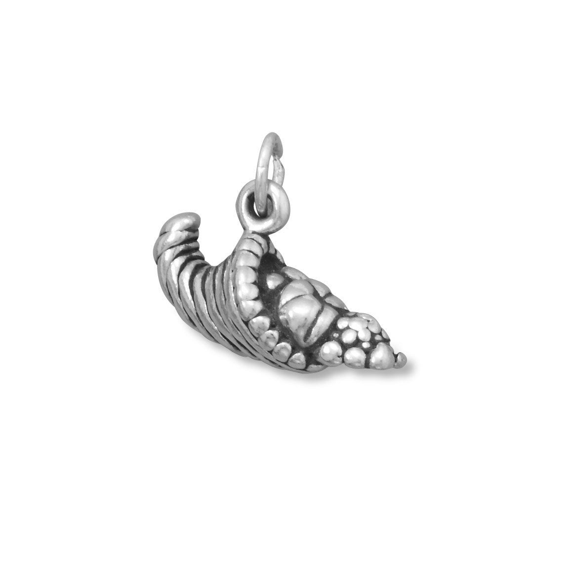 Sterling Silver Oxidized Cornucopia Charm