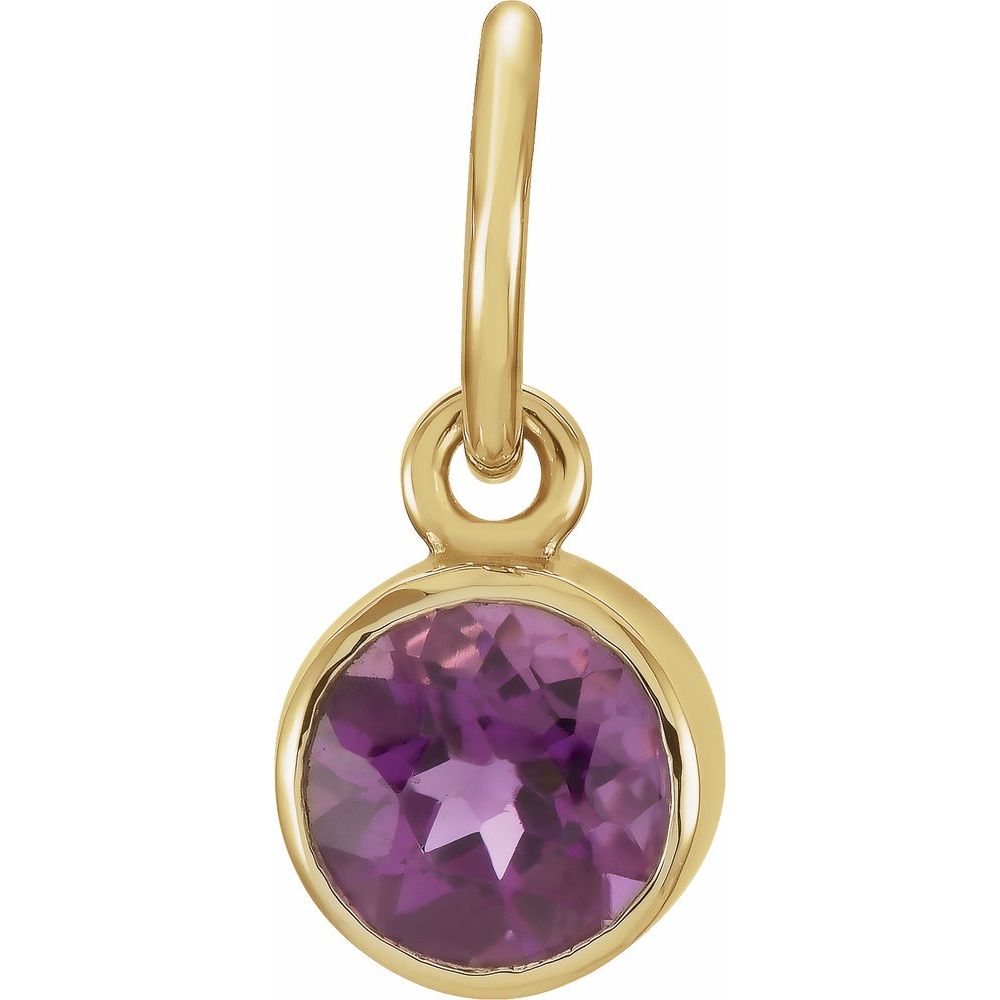 14K Yellow Gold 4mm Round Imitation Amethyst Birthstone Charm