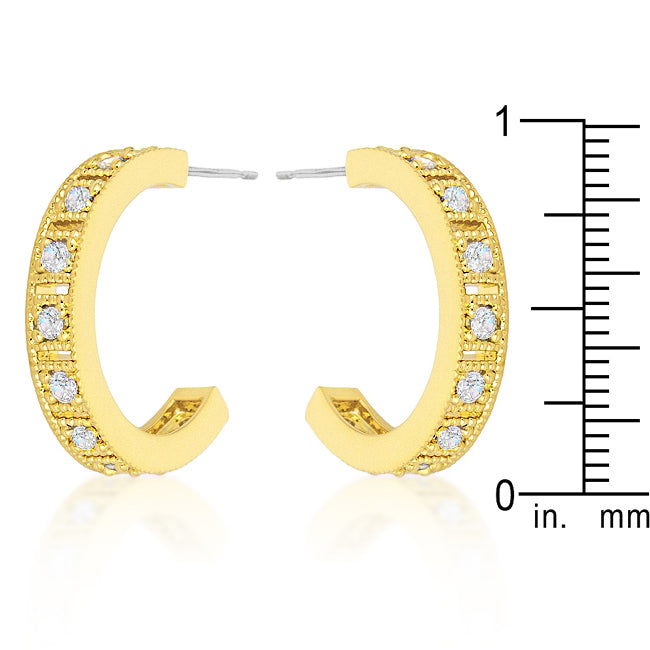 18k Yellow Goldplated 20mm Cubic Zirconia Semi-Hoop Earrings